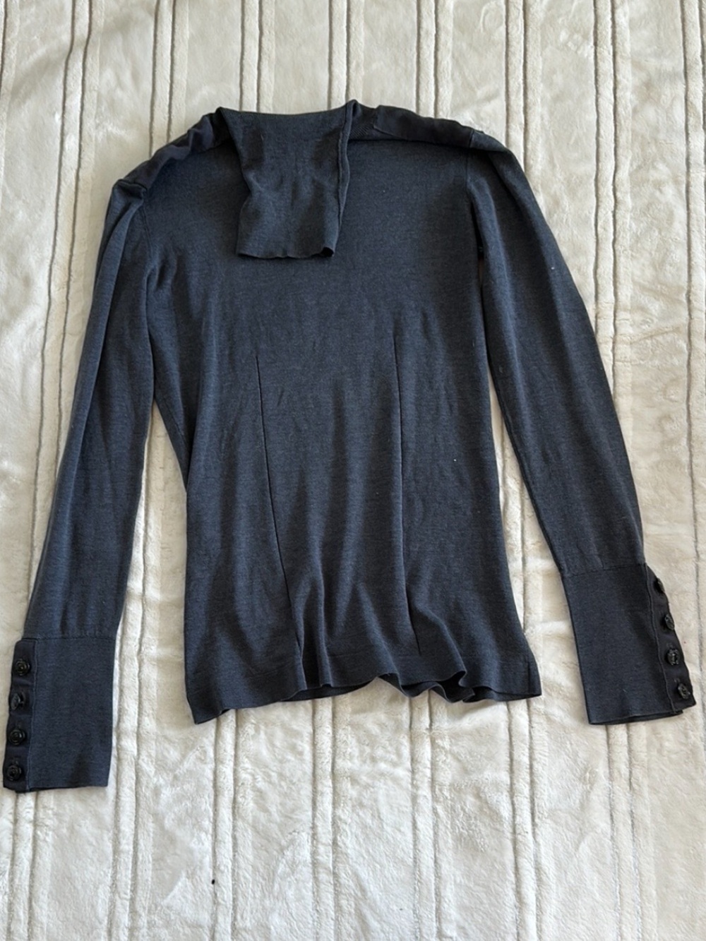 Burberry Charcoal Gray Ribbed Turtleneck Top